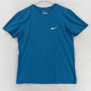Nike The Nike Tee Shirt Mens‎ Medium Blue Swoosh Athletic Cut Cotton Crewneck
